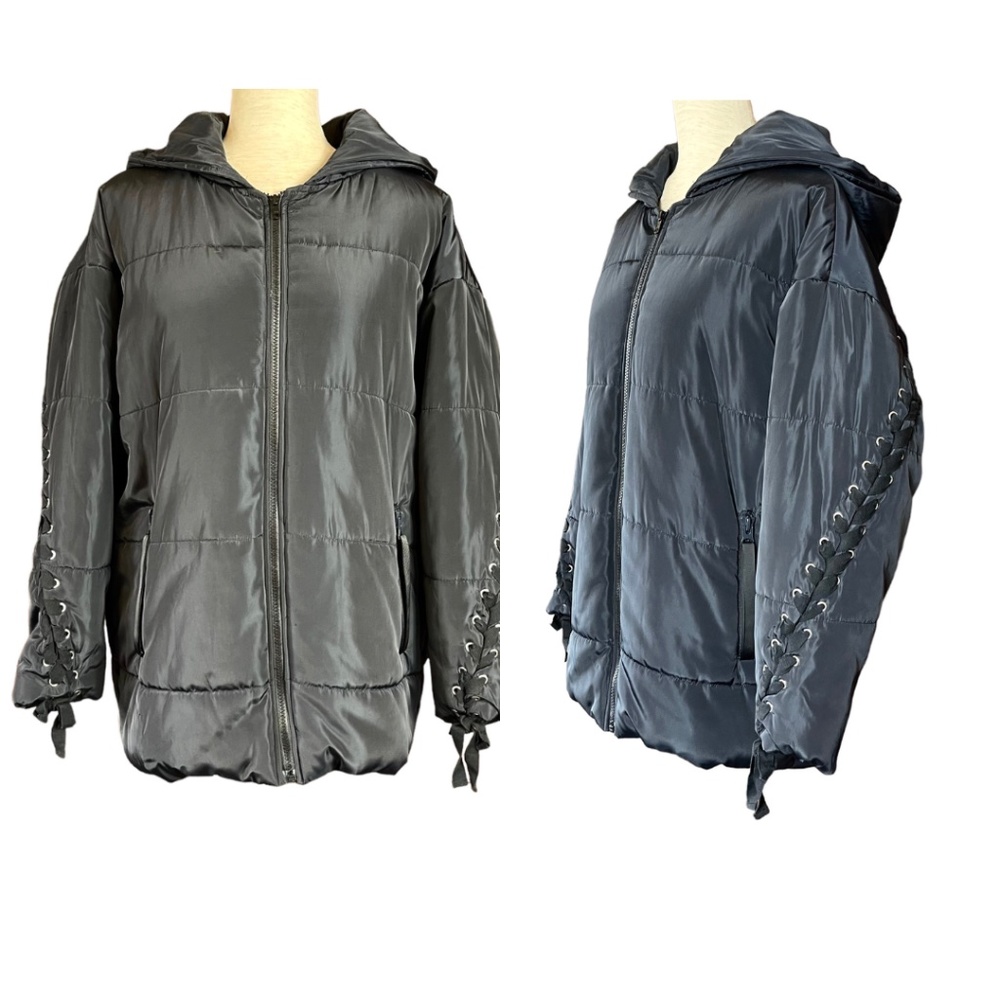 Maje Guelone Puffer Lace Coat in Marine